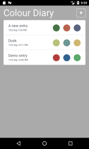 a screenshot of colourdiary app